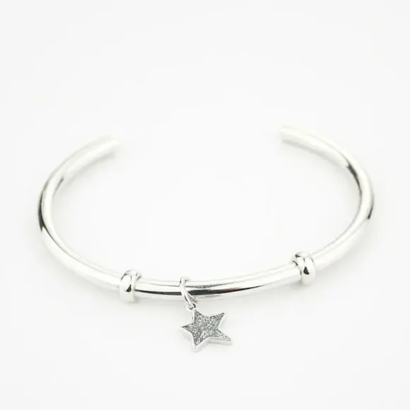 Coach Silver Glitter Star Charm Cuff Bracelet - Picture 1 of 6